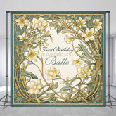 Lofaris Customized Green Flowers Vine 1st Birthday Backdrop